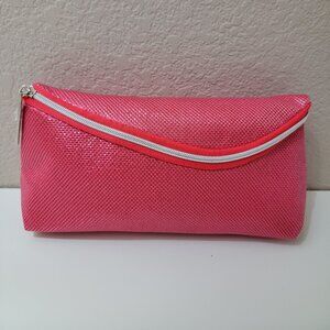 Lancôme Paris Coral Pink Cosmetic Makeup Pouch with Zip Closure